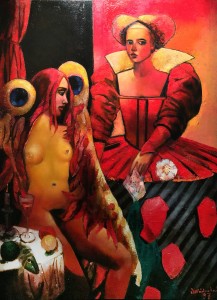 Дитер Вайденбах - Придворная дама с ангелом, 1997 (холст, масло, 180х130 см)