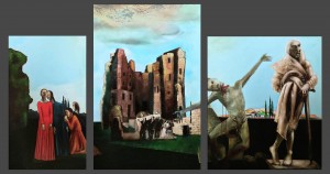 Дитер Вайденбах - Смерть Зигфрида (триптих), 2015, (холст, масло, 138х80 см, 170х110 см, 140х120 см)