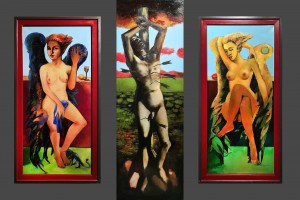 Дитер Вайденбах - Триптих со святым Себастьяном и ангелами, 2008 (холст, масло)