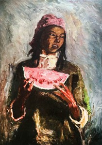 Дитер Вайденбах - Киргизская девочка. По картине Семена Чуйкова, 1960 (холст, масло, 100х70 см)