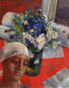 Кузьма Петров-Водкин - Натюрморт с женской головкой, 1921