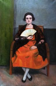Леон Сола - Женщина с веером, 1925