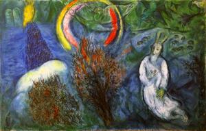 Марк Шагал - Моисей и купина неопалимая, 1966