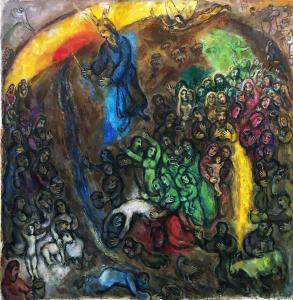Марк Шагал - Моисей пробивает скалу, 1966