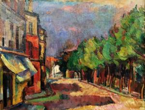 Михаил Кикоин - Улица с деревьями, 1930