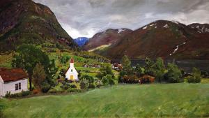 Николай Аструп - Поповский домик и церковь в Яльхусе, 1927