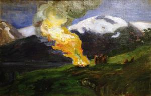 Николай Аструп - Костер, набросок, 1915