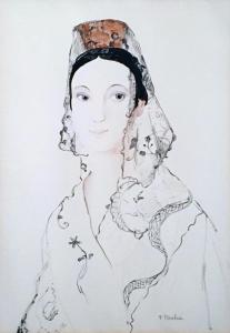 Франсис Пикабиа - Испанка с коричневым гребнем, 1925