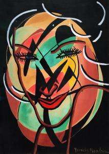 Франсис Пикабиа - Чувственное лицо в абстрактной композиции, портрет Марлен Дитрих, 1938