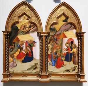 Якобо ди Тионе - диптих Рождество и Приношение волхвов, 1370 (Лондон)
