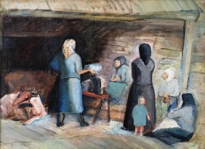 Гуревич Д. Е. - В хлеву, 1930 (холст, масло)