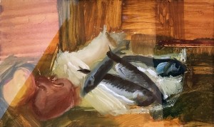 Ермолаева В. М. - Натюрморт с рыбами, 1932 (бумага, смешанная техника)