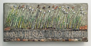 Замула А. С. - Mala herba cito crescit. Дурная трава быстро растет, 2014 (цем. на дереве, смальта)