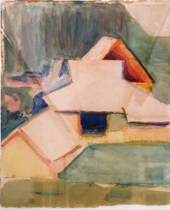 Матюшин М. В. - Избушки. Сиверская, 1924 (бумага, акварель)