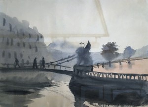 Н. Ф. Лапшин - Банковский мост, первая половина XX в. (бумага, акварель)