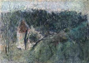 Нашивочников Ю. А. - Этюд с башней, 1974 (картон, смешанная техника)