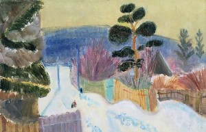 Стерлигов В. В. - Зимний пейзаж с сосной, 1958 (хоолст, масло)