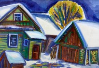 Татьяна Попова — Зимний дворик, 2018 (бумага, смешанная техника)