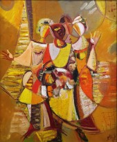 Валерик Апинян - Беседа четверых, 1996 (холст, масло)