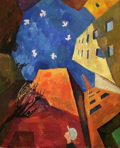 Валерий Ватенин - Голуби в небе, вторая половина 1960-х (картон, темпера)