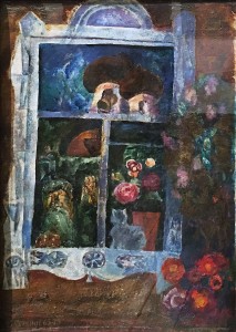 Валерий Ватениин - Деревенкское окно, 1965, 1973 (бумага на картоне, акварель, темпера, лак)