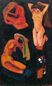 Валерий Ватенин - Причесывающиеся женщины, 1964 (дерево, масло)