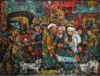 Виктор Мымрин - У пункта стеклотары, 1989 (холст, масло)