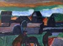 Владимир Курдюков - Деревня, 1988 (картон, масло)