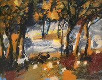 Владимир Курдюков - Медленно козы в осенней тиши..., 2000 (картон, масло)