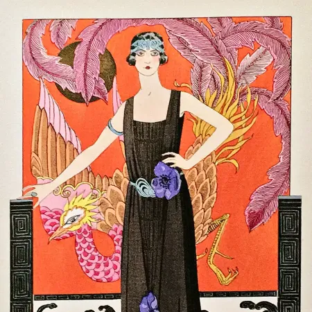 Жорж Барбье — Прекрасная дама без милосердия, иллюстрация для журнала La Gazette du Bon Ton 1921 (трафаретная печать по бумаге)