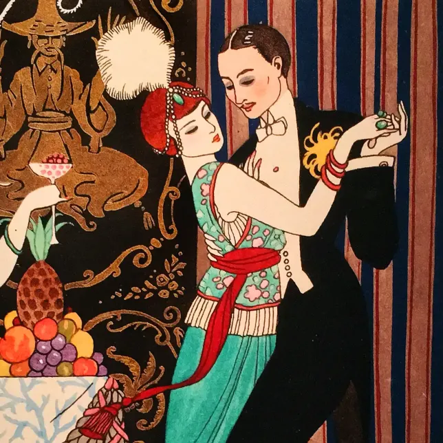 Жоржа Барбье — Рисунок, выполненный по трафарету на бумаге, 1924