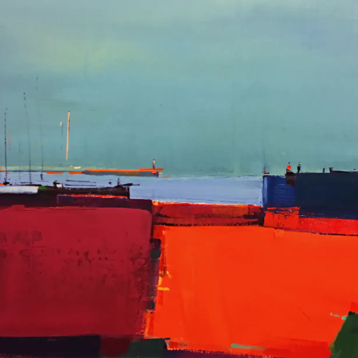 Алексей Ланцев — Порт Пьер-Канто, сумерки, 2018 (холст, акрил)