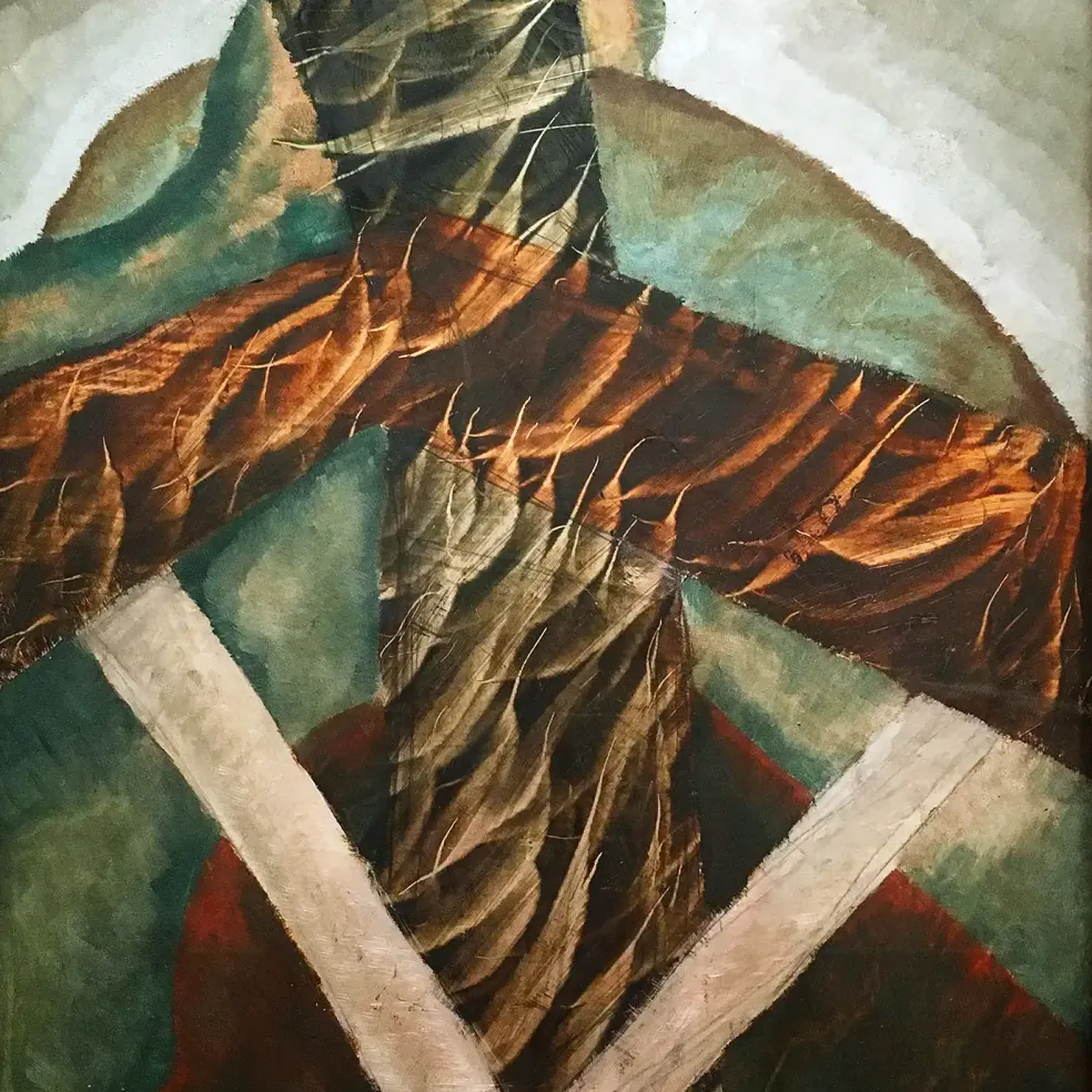 Артур Дав — Телеграфный столб, 1929 (масло, металлическая краска и карандаш, холст)