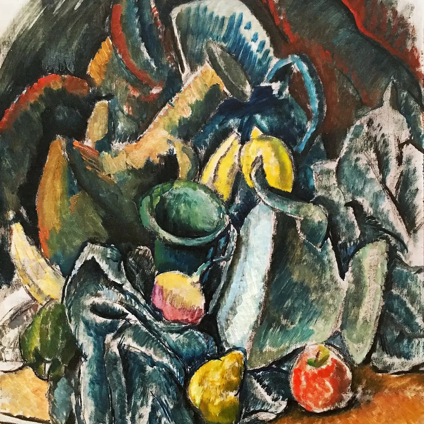 Макс Вебер — Натюрморт, 1911 (уголь, мел на холсте)