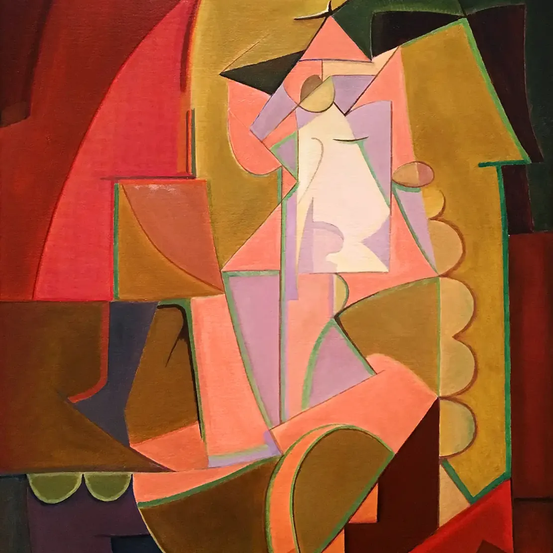 Маньерр Доусон — Фигура в розовом и жёлтом, 1914 (масло, доска)