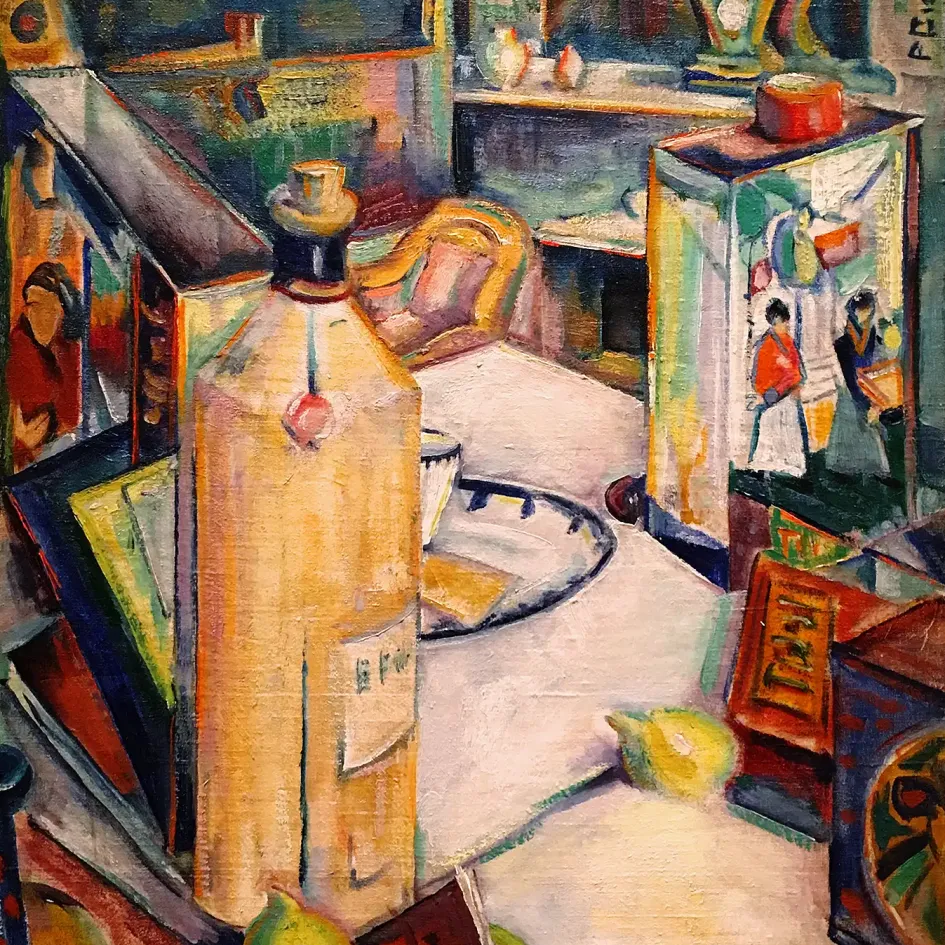 Престон Дикинсон — Натюрморт в интерьере, 1920-1922 (холст, масло)