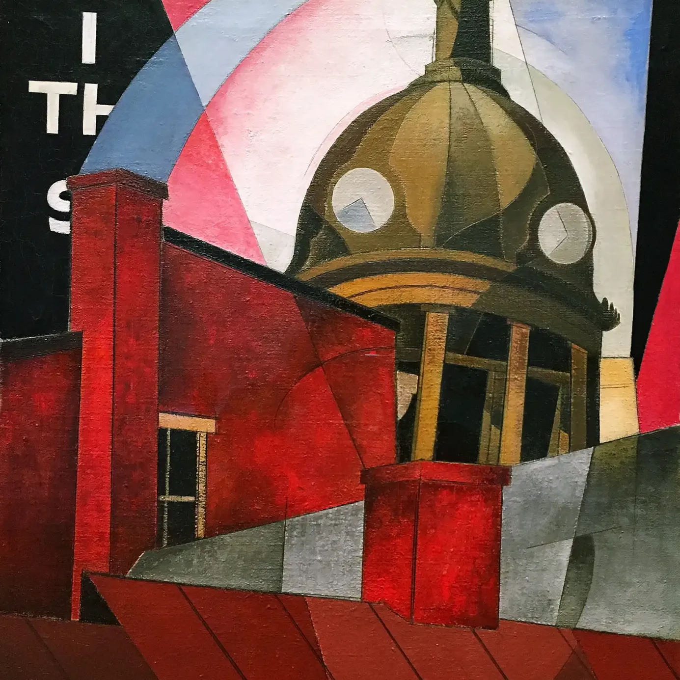 Чарльз Димут — Добро пожаловать в наш город, 1921 (холст, масло)