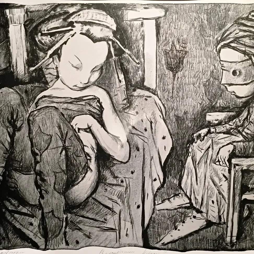 Андрей Осташов — В ожидании короля, 2010 (автолитография)