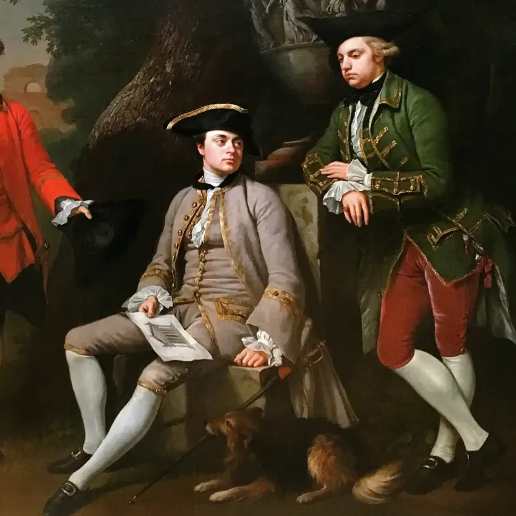 Натаниль Данс-Холланд — Джеймс Грант, Джон Миттон, Томас Робинсон и Томас Винн перед Колизеем в Риме, 1760 (холст, масло)