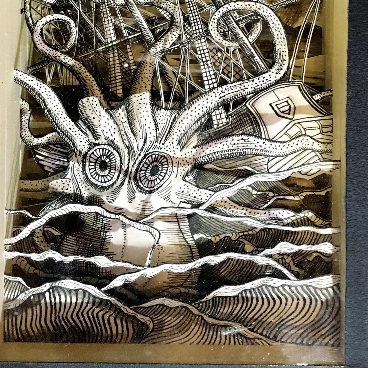 Валерий Гриковский — Страсти по Линнею_15, 2014-2018 (многослойная графика, бумага, тушь, пластик)