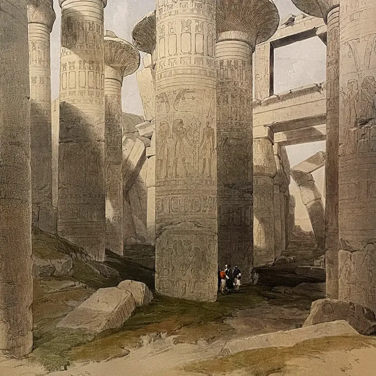 Дэвид Робертс, Луи Хаге — Карнак, 1847,(Тонированная и вручную раскрашенная литография)