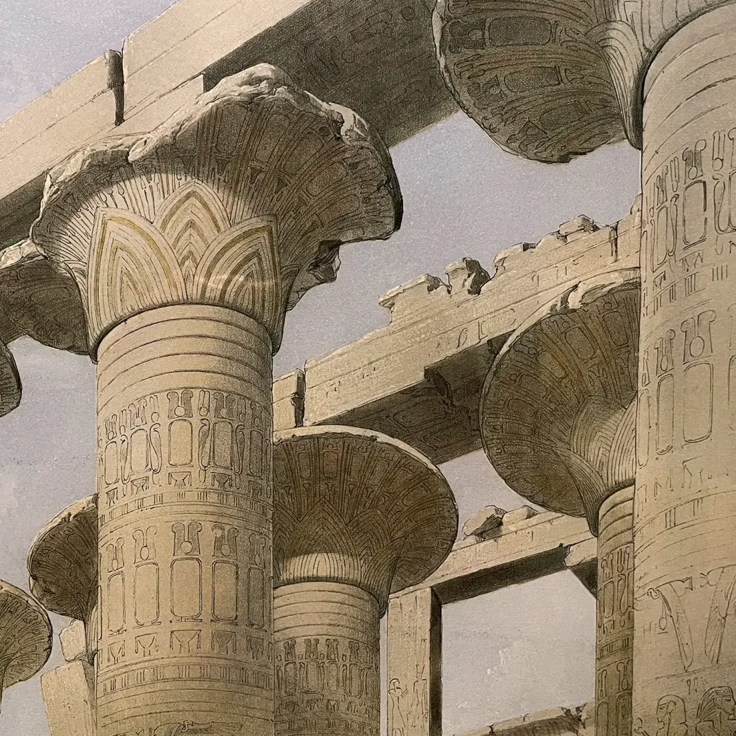 Дэвид Робертс, Луи Хаге — Карнак, фрагмент, 1847 (Тонированная и вручную раскрашенная литография)