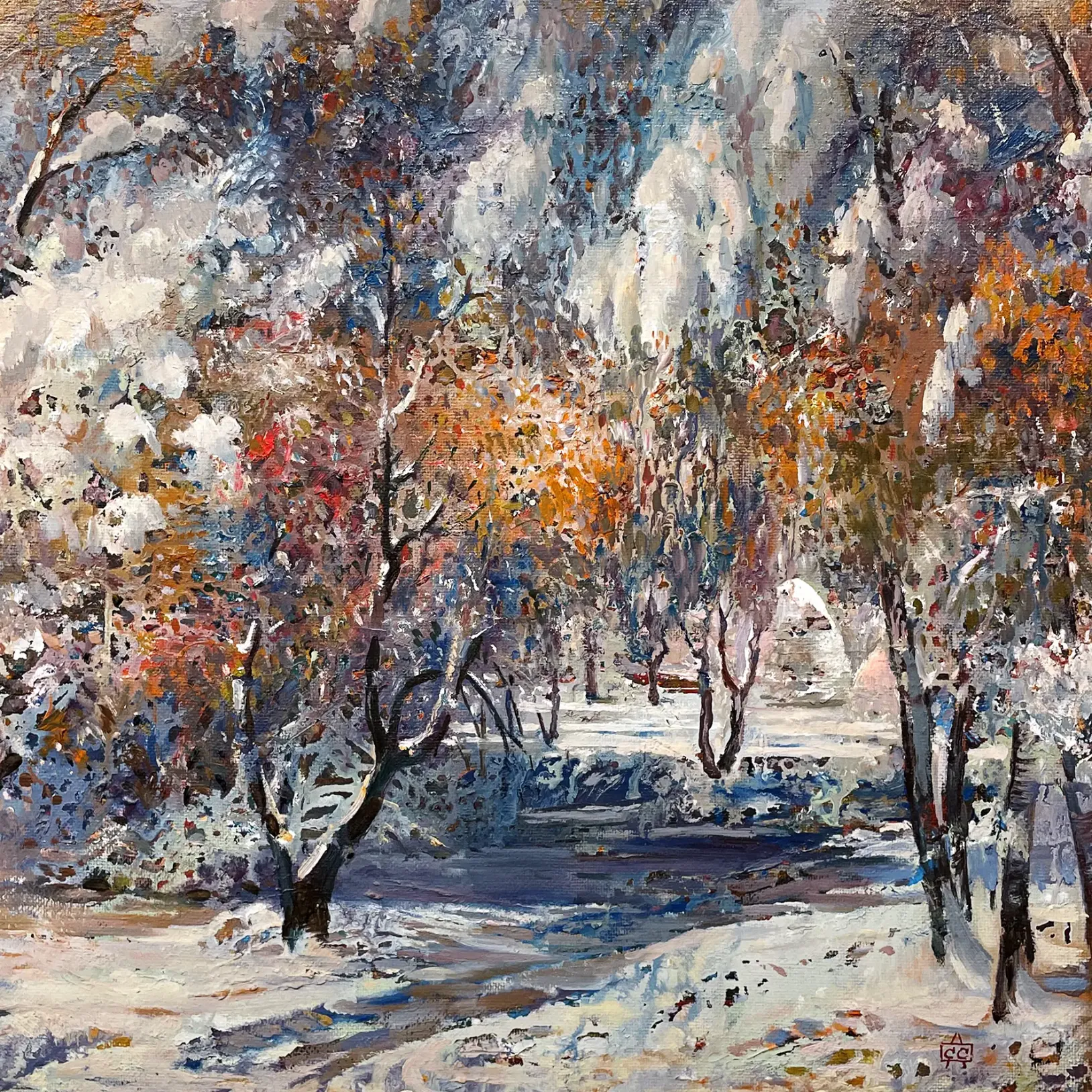 С.А. Сабанов — Зима, 1991 (оргалит, масло)