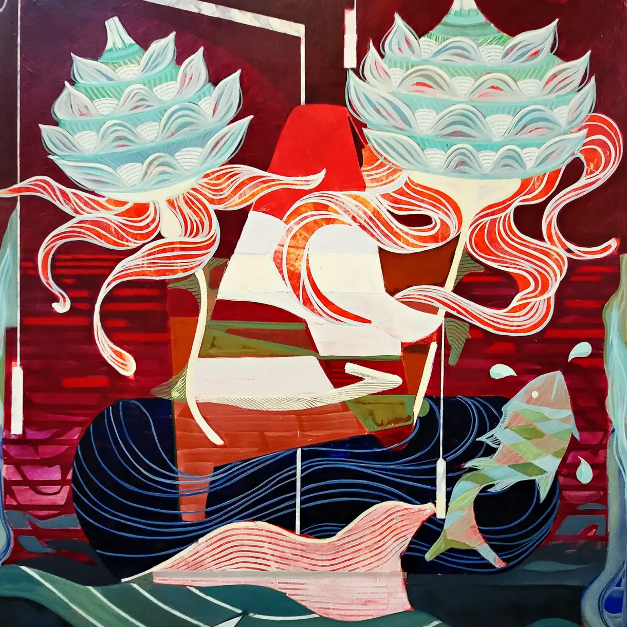 Вик Нареш — Цветения муссона, 2025 (масло и масляный мел на хлопке)