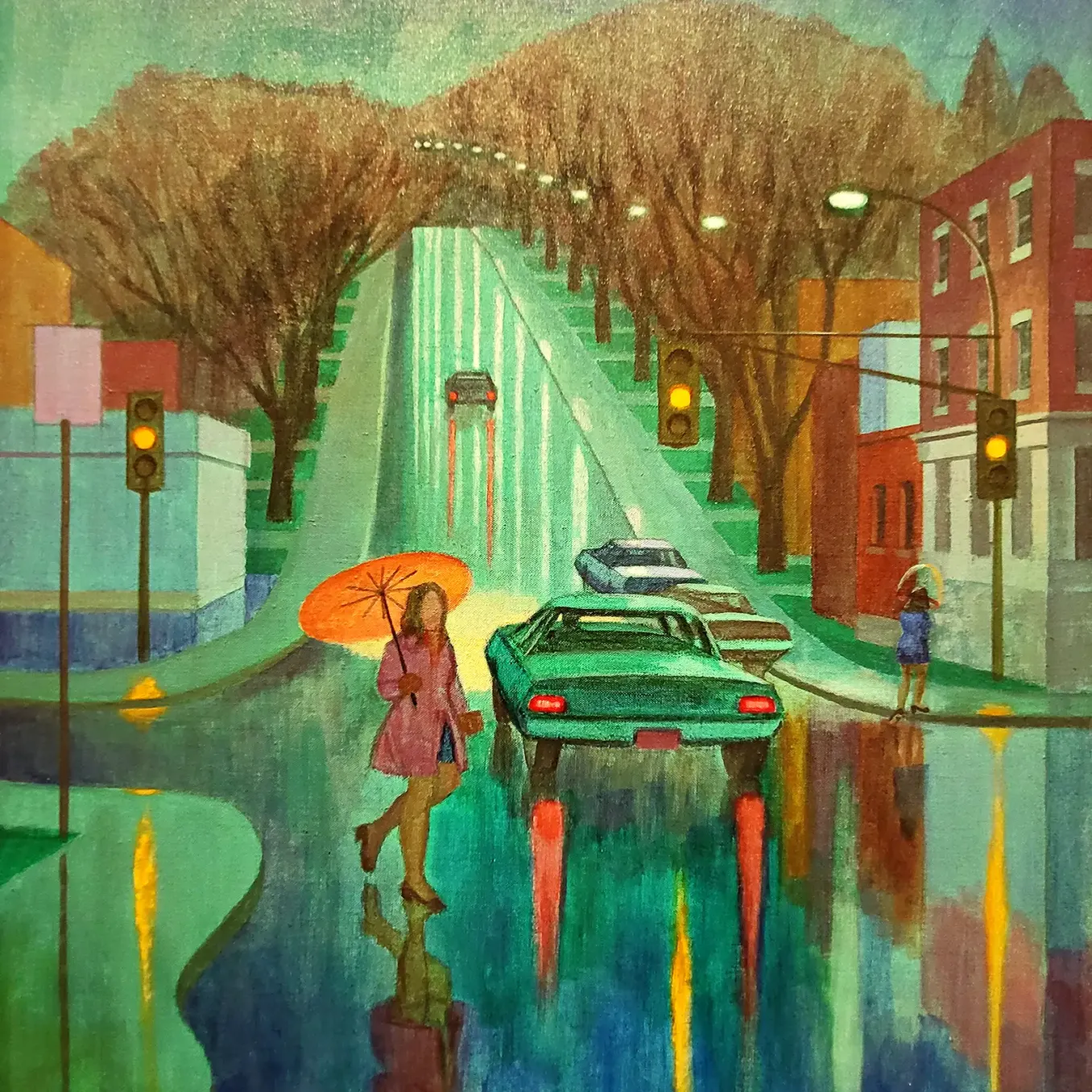 Крэйг Уайли — Гроувенор и Шербрук, розовый зонтик, 1972 (холст, масло)