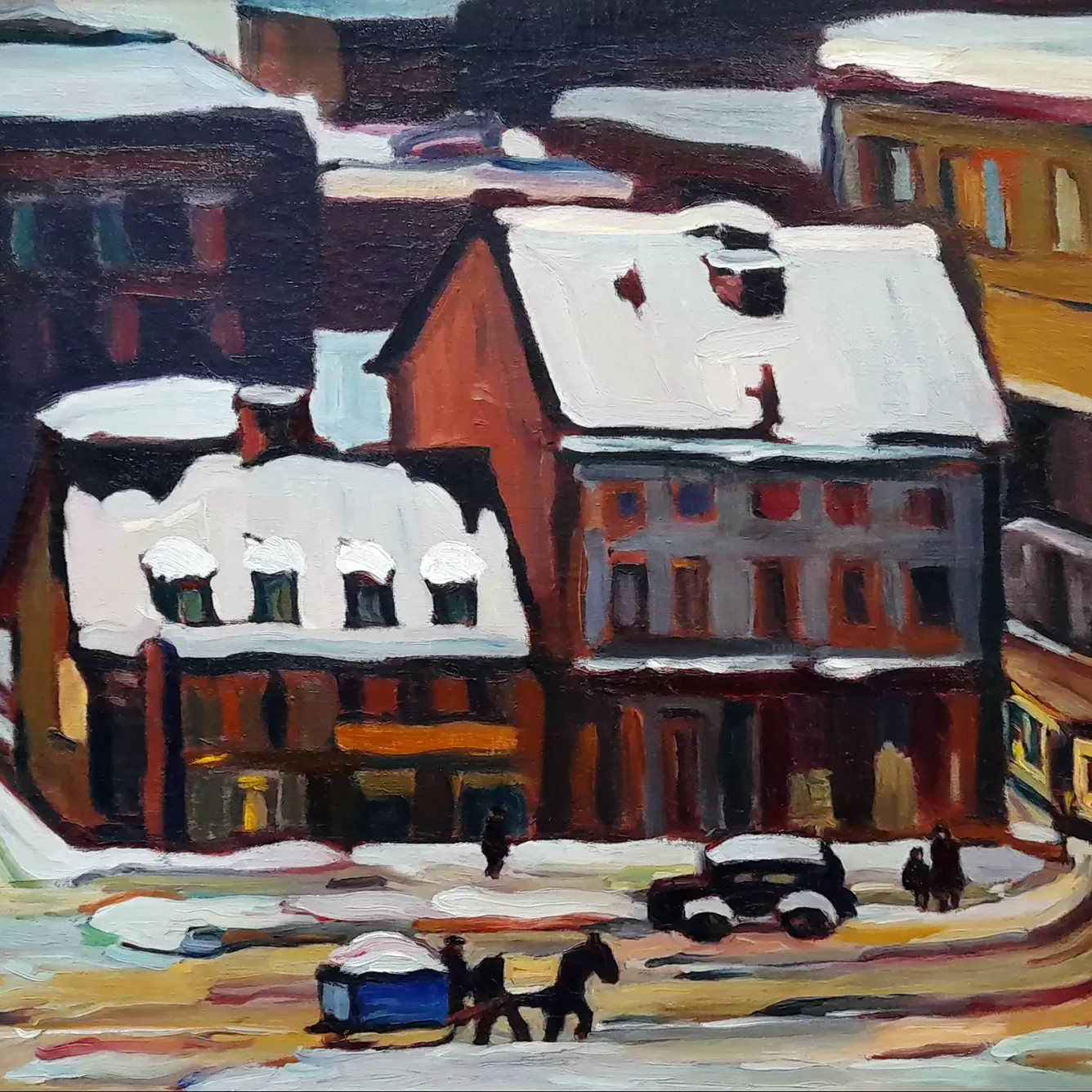 Кэтлин М. Моррис — Здания на улице Крейг, Монреаль, около 1930 (холст, масло)