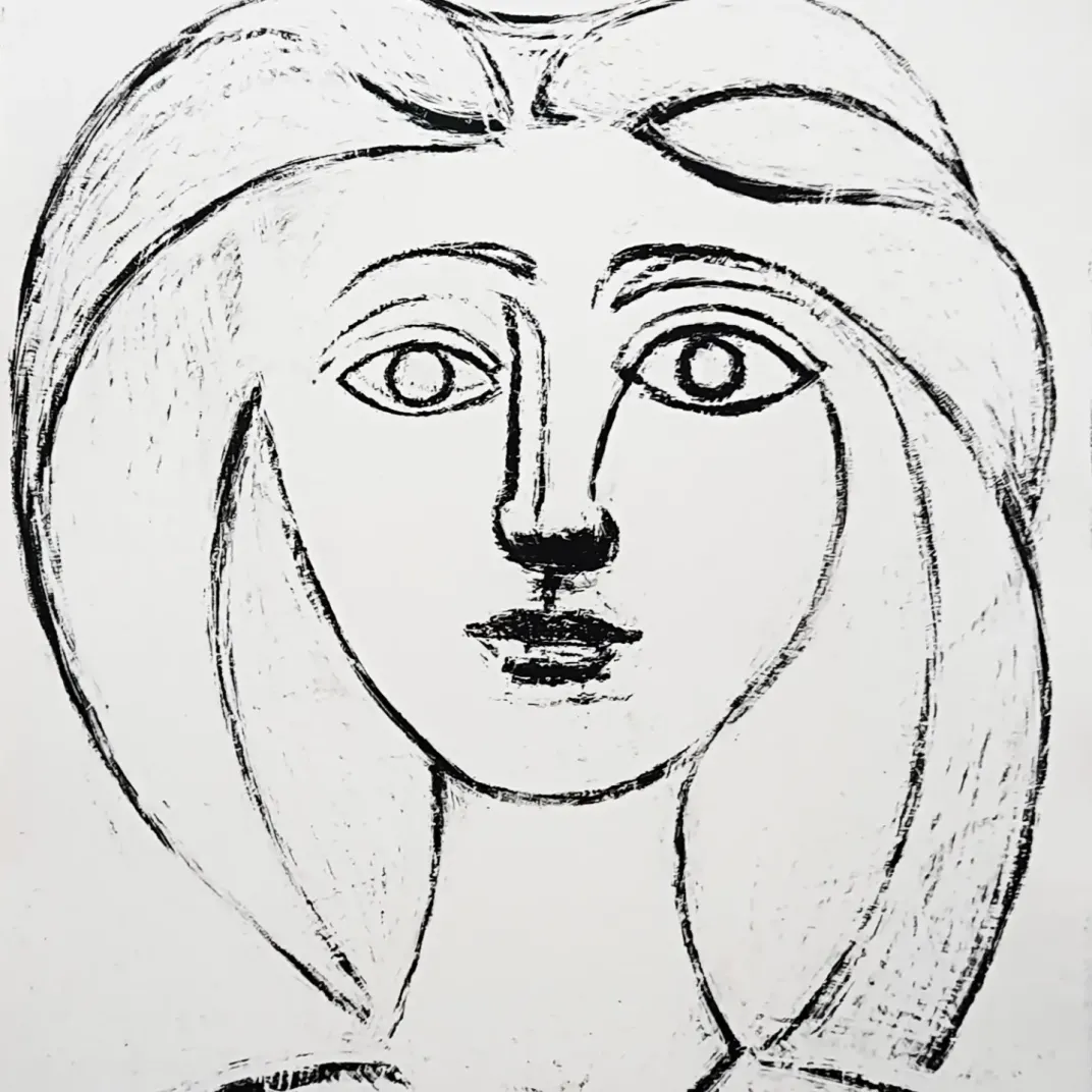 Пабло Пикассо — Молодая девушка с длинными волосами (литография)