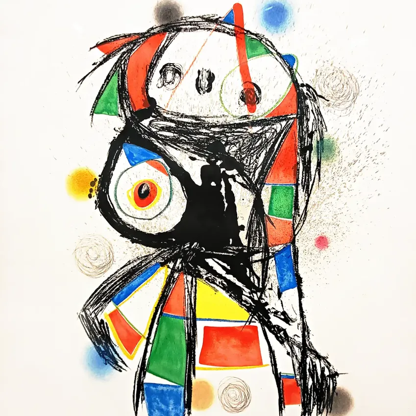 Хуан Миро — Коломбина в пеньюаре, 1980 (цветная литография)