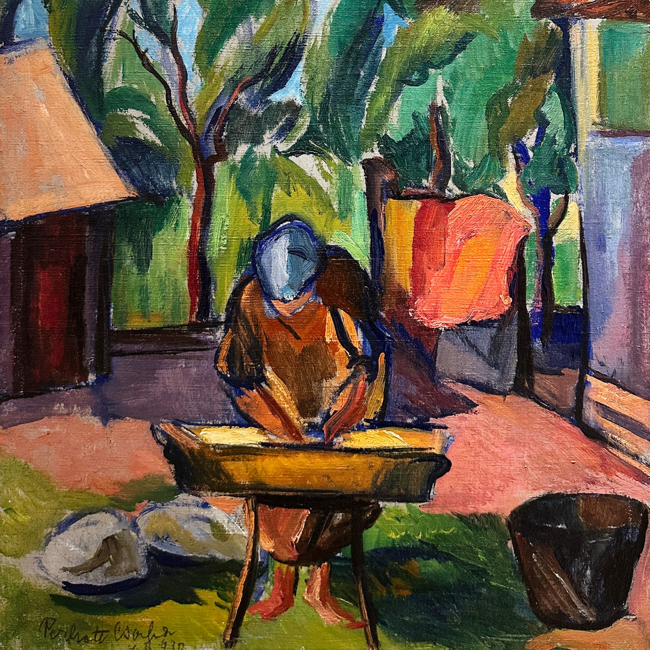 Вильмош Перлротт-Чаба — Стирка на открытом воздухе, 1930 (холст, масло)