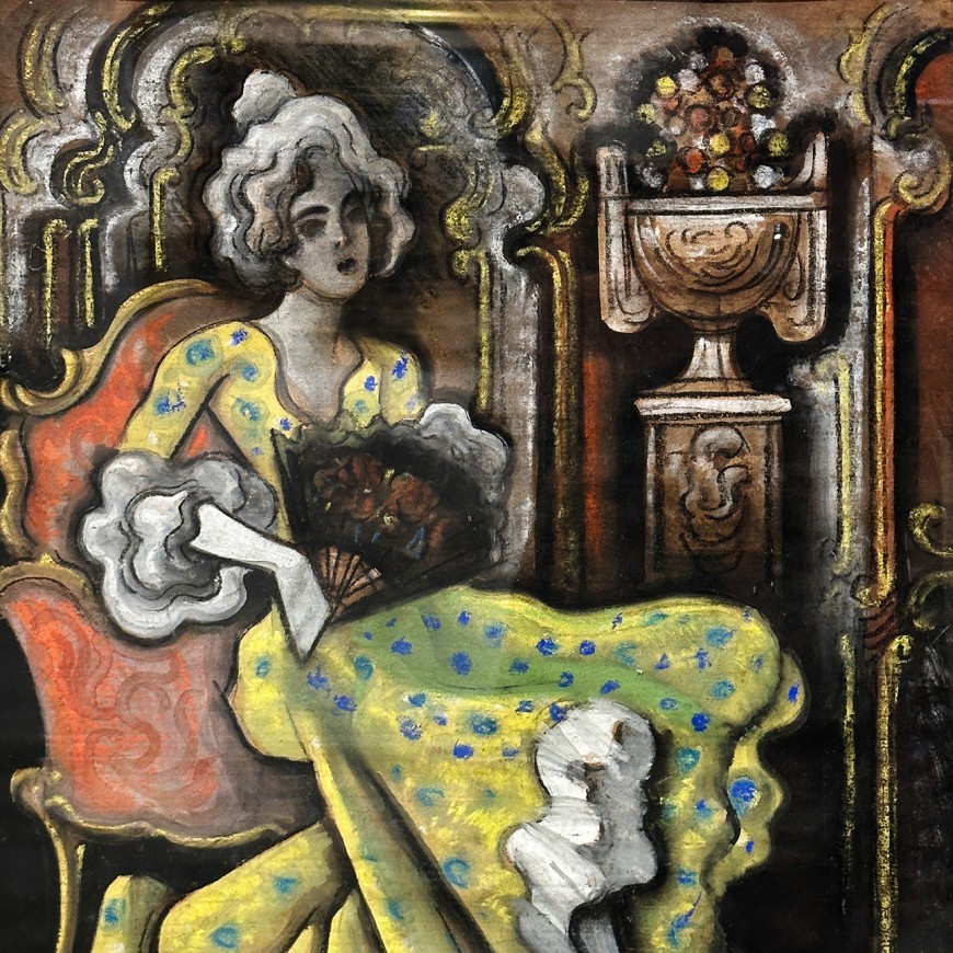 Гюго Шайбер — Сидящая женщина (бумага, пастель)